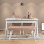 Hanah Home Santiago White-Stone Conjunto de Mesa de Comedor Extensible y Sillas